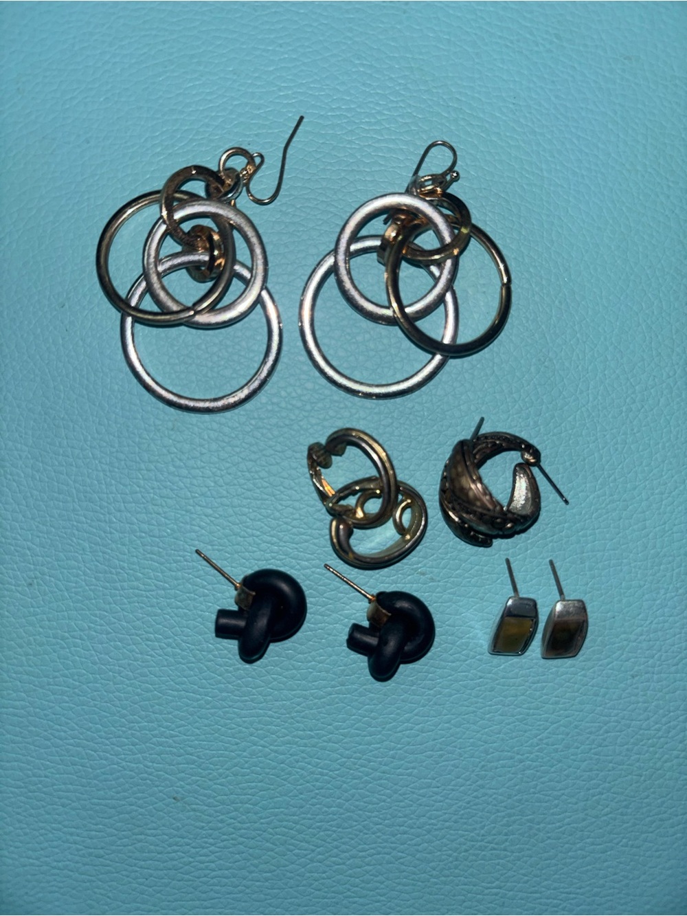Mixed Metal Hoop Drop Earrings - Silver & Gold